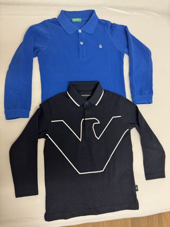 2 Polo-Shirts Benetton und Armani in Blau und Schwarz
