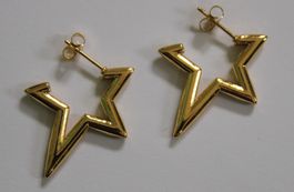 NEU:Edelstahl Creolen Stern Ohrringe vergoldet