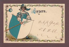 LUZERN - Wappe - Soldat - 1900 Litho Künzli