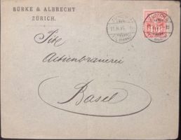 1895 Brief Zürich nach Basel | An Aktienbrauerei | Post