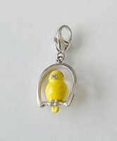 Charm Silber 925 "Kanarienvogel auf Schaukel" (rhodiniert)