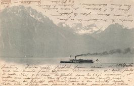 Genfersee VD Dampfschiff auf dem See mit Alpenpanorama boot