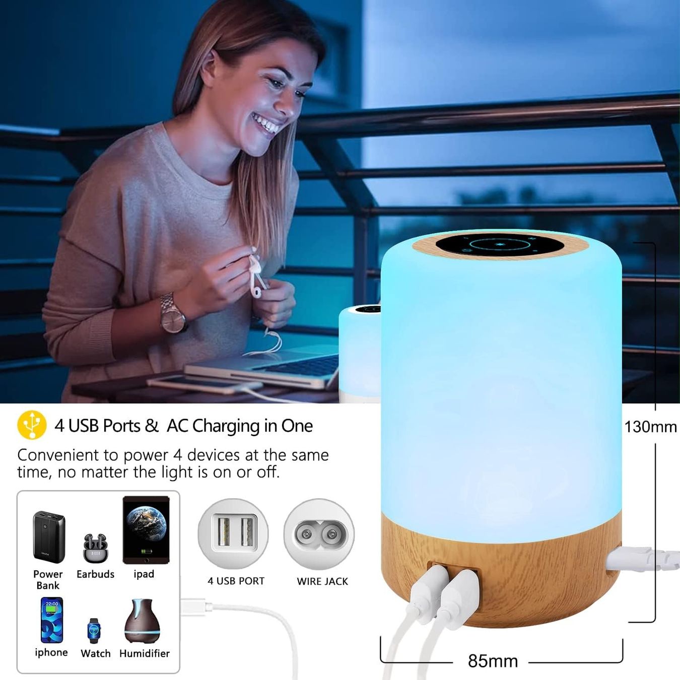 Lampade: Nachttischlampe mit 4 USB Ladeanschluss – Nuovo e nell'imballaggio originale da Nuglar venduto da SaleRitter 4