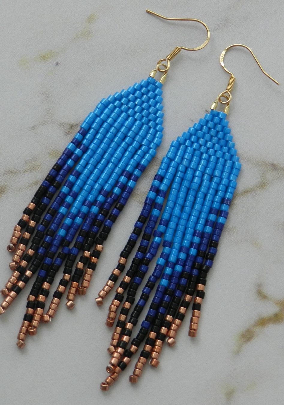 Orecchini pendenti & Orecchini a lobo: Fringe Earrings Blue /Fransen Ohrringe blau – Nuovo (secondo la descrizione) da Zürich venduto da ChicElegance_Jewelry 3