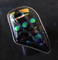 Vintage Silber 925 Fingerring mit kunstvoller Glasarbeit