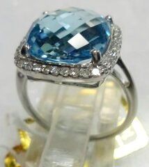 Anelli: Diamanten und Blau Topas Ring – Nuovo (secondo la descrizione) da Zürich venduto da Benedikt21 5