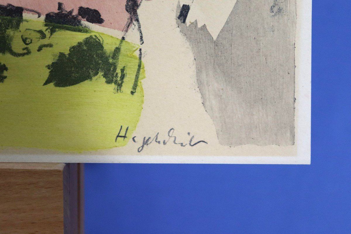 Grafica & Litografie: Max Hegetschweiler 1902-1995, Farblithographie "Dorfplatz". – Usato da Zug venduto da Kunst-Fundgrube 2