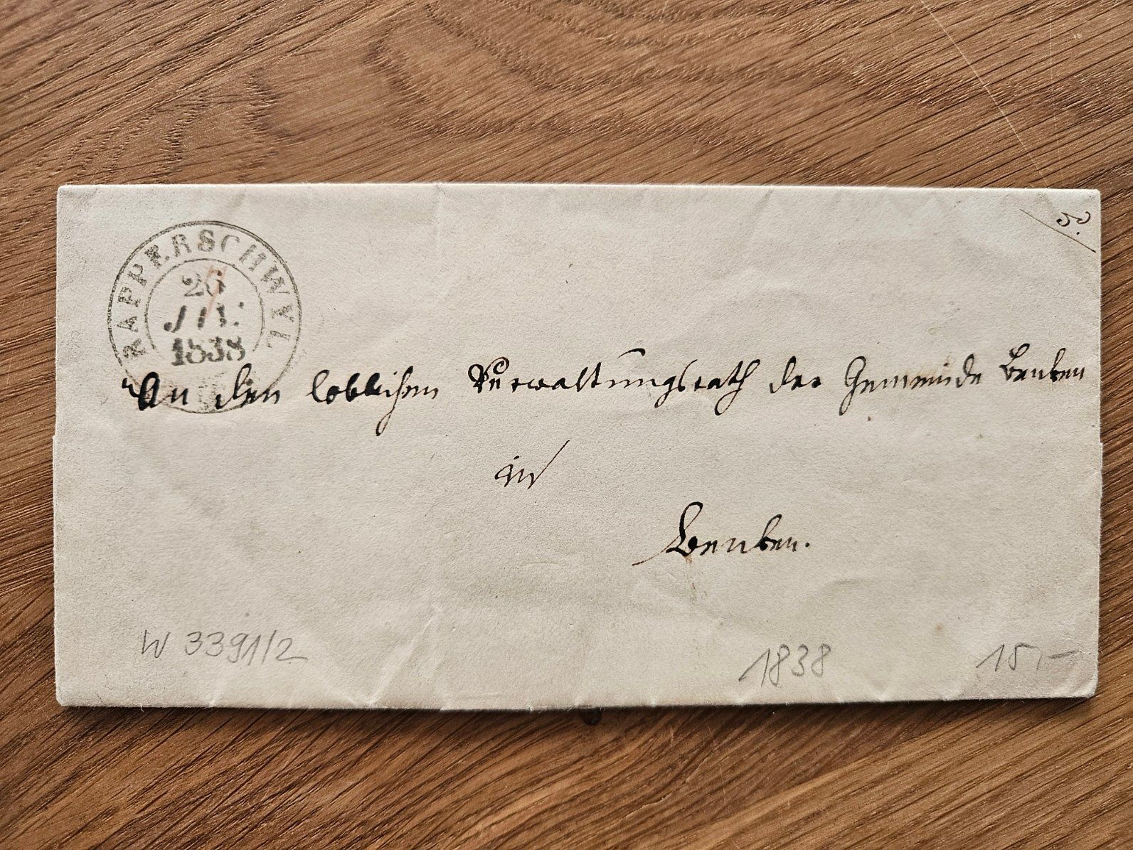 Alle Briefmarken: Vorphila Rapperschwyl 1838 – Gebraucht aus Buttikon SZ von Marcelr