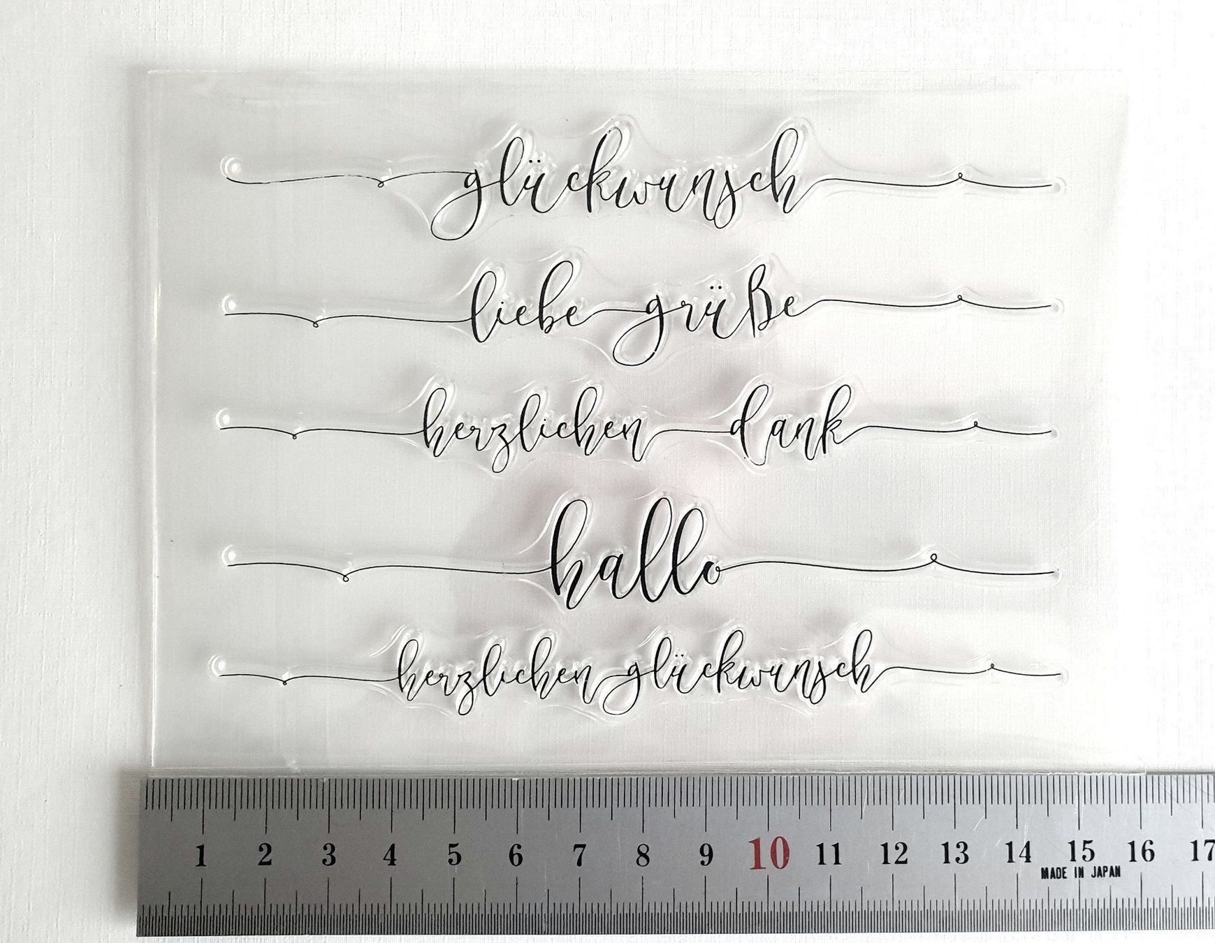 Timbri: Clearstamp-Set 5 Schnürchenschrift - Hallo, Danke, Glück ... – Nuovo e nell'imballaggio originale da Rüti ZH venduto da shanenya 1