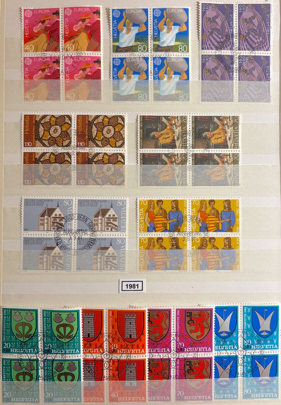 Tutti i francobolli: Timbres suisses 1981 Par 4 – Usato da Lausanne venduto da Cabessa 1