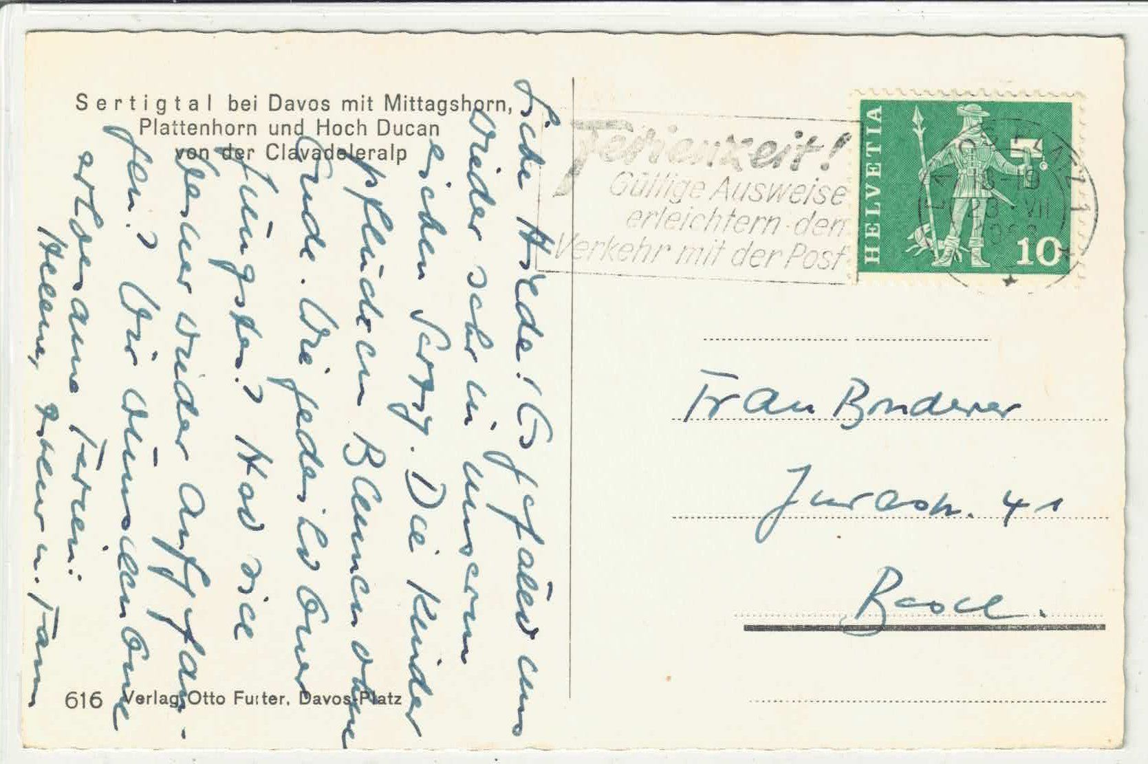 Cartoline postali: Sertigtal bei Davos mit Mittagshorn – Usato da Ettingen venduto da Kartenplanet 1