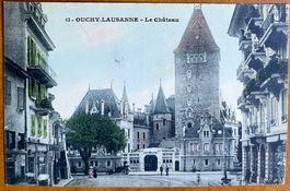 LAUSANNE - OUCHY - Le château, voiture & personnages 1911