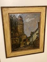 Adolf Frey-Moock (1881-1954) Gemälde signiert Dorf, Gebäude