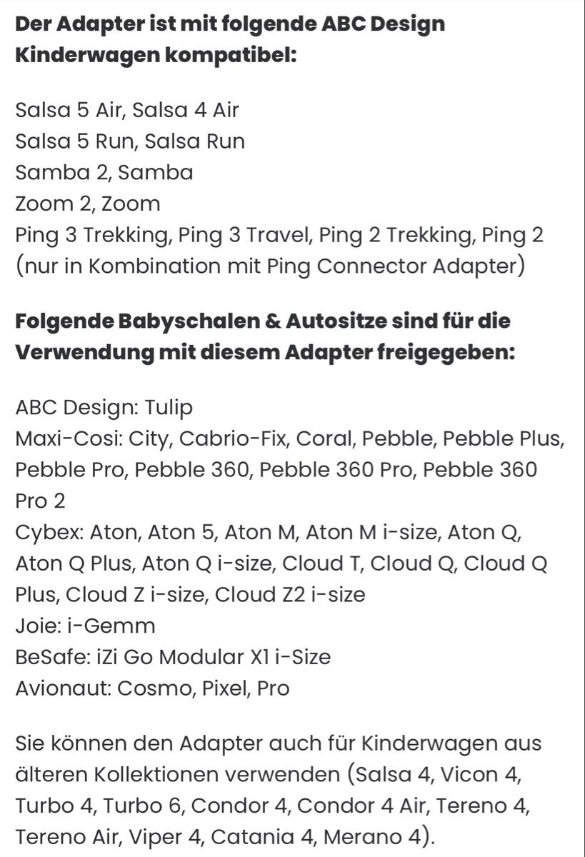 Lecteurs & Adaptateurs: Adapter ABC Design Kinderwagen  – D'occasion à Uhwiesen par FehrN 3