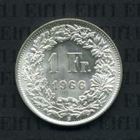 CHF___1.00 1966 stgl * nigelnagelneu! 1 Franken