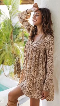 NEUES hübsches, modernes Skaterkleid beige Gr. S - 222752
