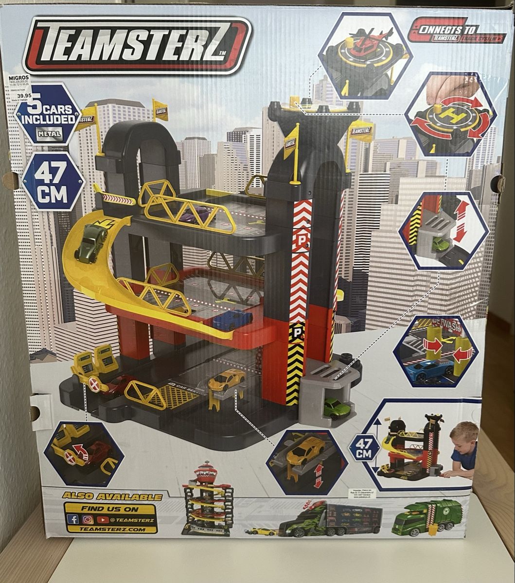 Teamsterz Metro City Aeroplano Con Auto, Set Gioco 16 Accessori, Aereo Giocattolo Con Rampa E Veicoli, Per Bambini 3+