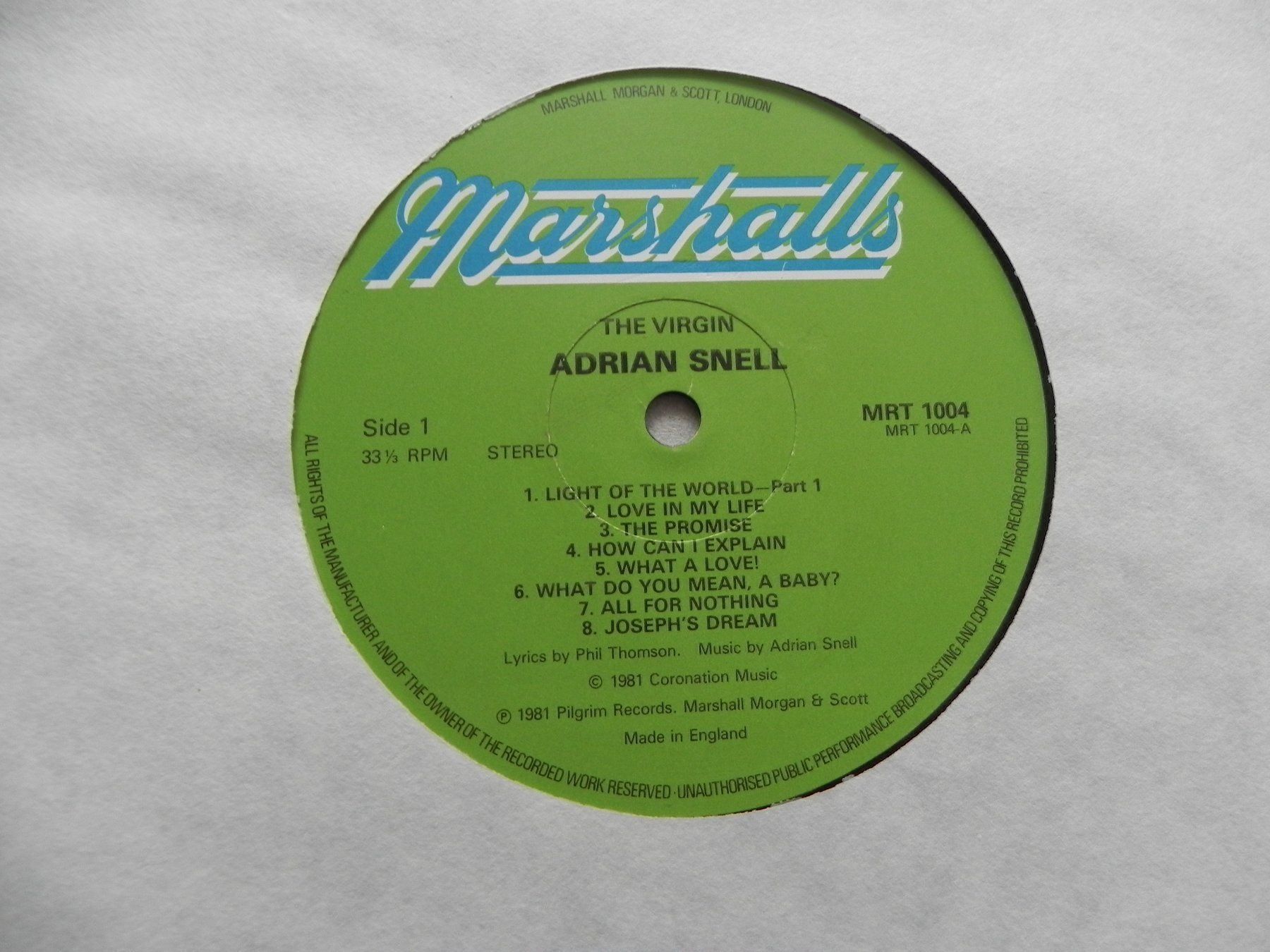 Dischi in vinile: LP Musical The Virgin 1981 Adrian Snell – Usato da Siebnen venduto da krimsie 3