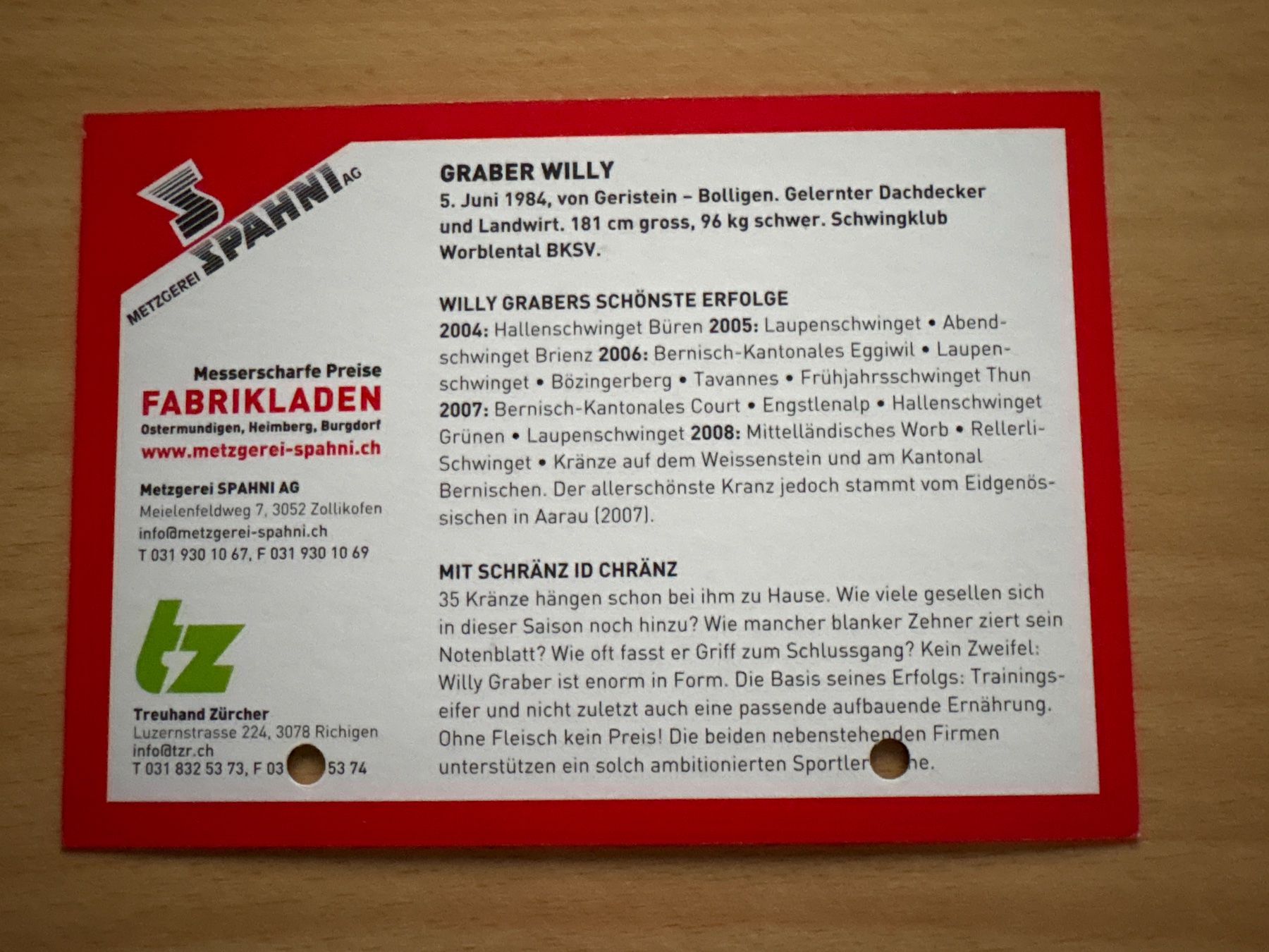 Autogramme: Autogramm Graber Willy SCHWINGER – Gebraucht aus Ibach von lisch3 3