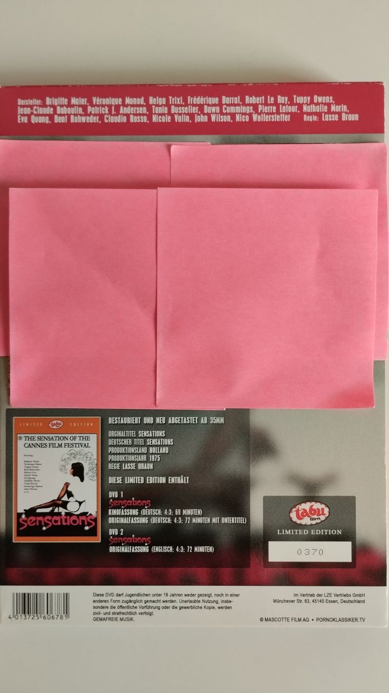 Tutti i DVDs: SENSATIONS - 2 DVDs LIMITED EDITION – Usato da Basel venduto da Bal-Sagoth 1