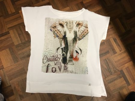 T-Shirt Gr M mit Elefantenmotiv und Glitzesteinchen