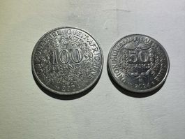 2 pièces Senegal 100 et 50 Francs 2024 utilisées