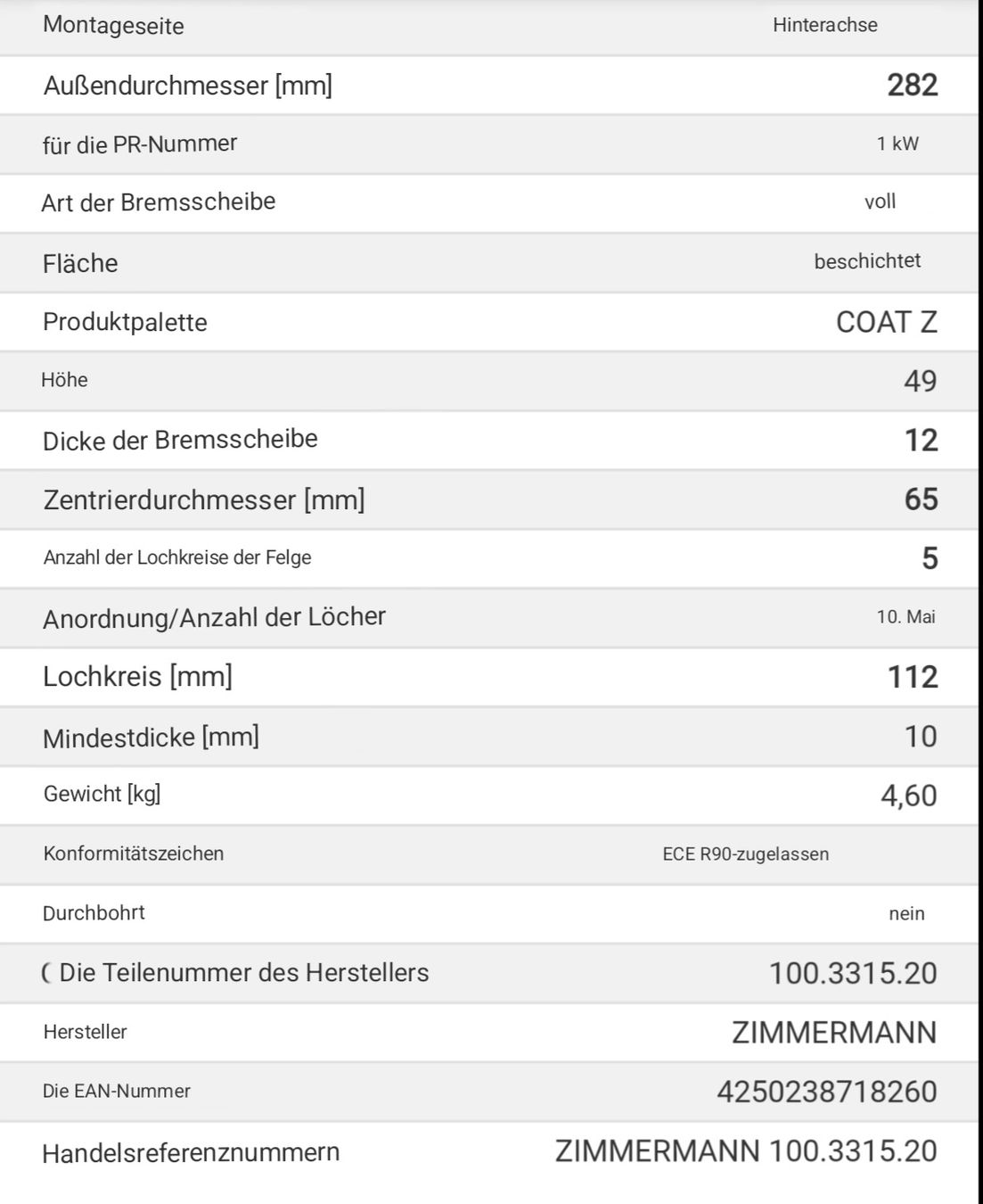 Tutti pezzi di ricambio auto: Zimmermann Scheibenbremsen – Nuovo (secondo la descrizione) da Thun venduto da ped_ypt8 8