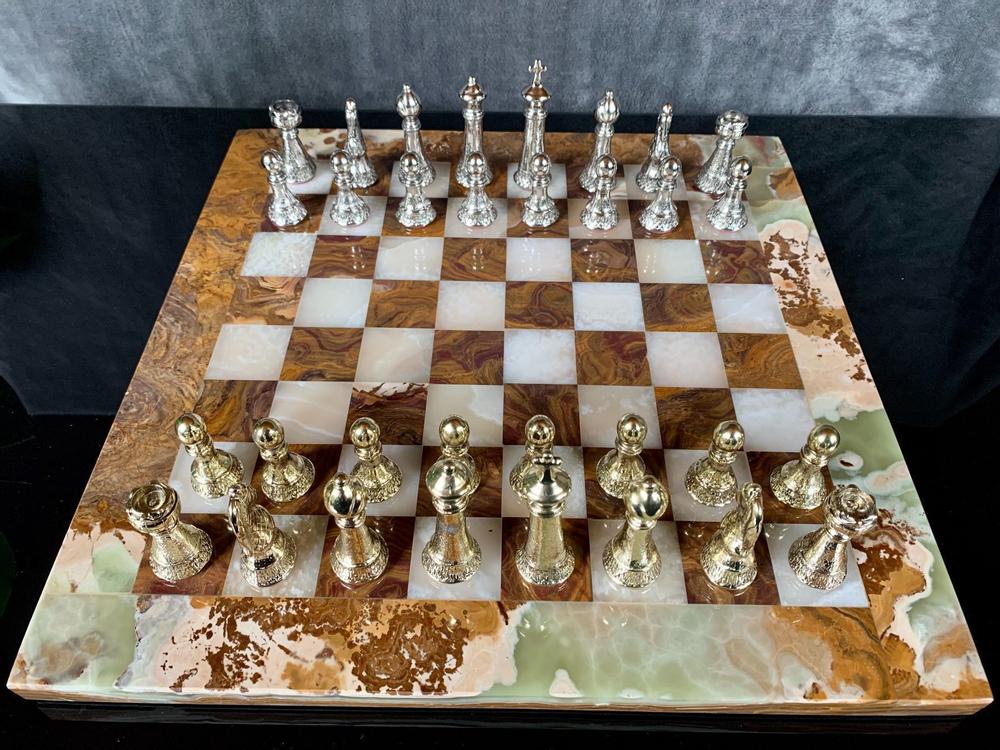 Store Indya Exclusive Schach Set Klassisch Spiel Marmor Schachbrett mit  Staunton Stuck und Holzlager Samtinnenraum