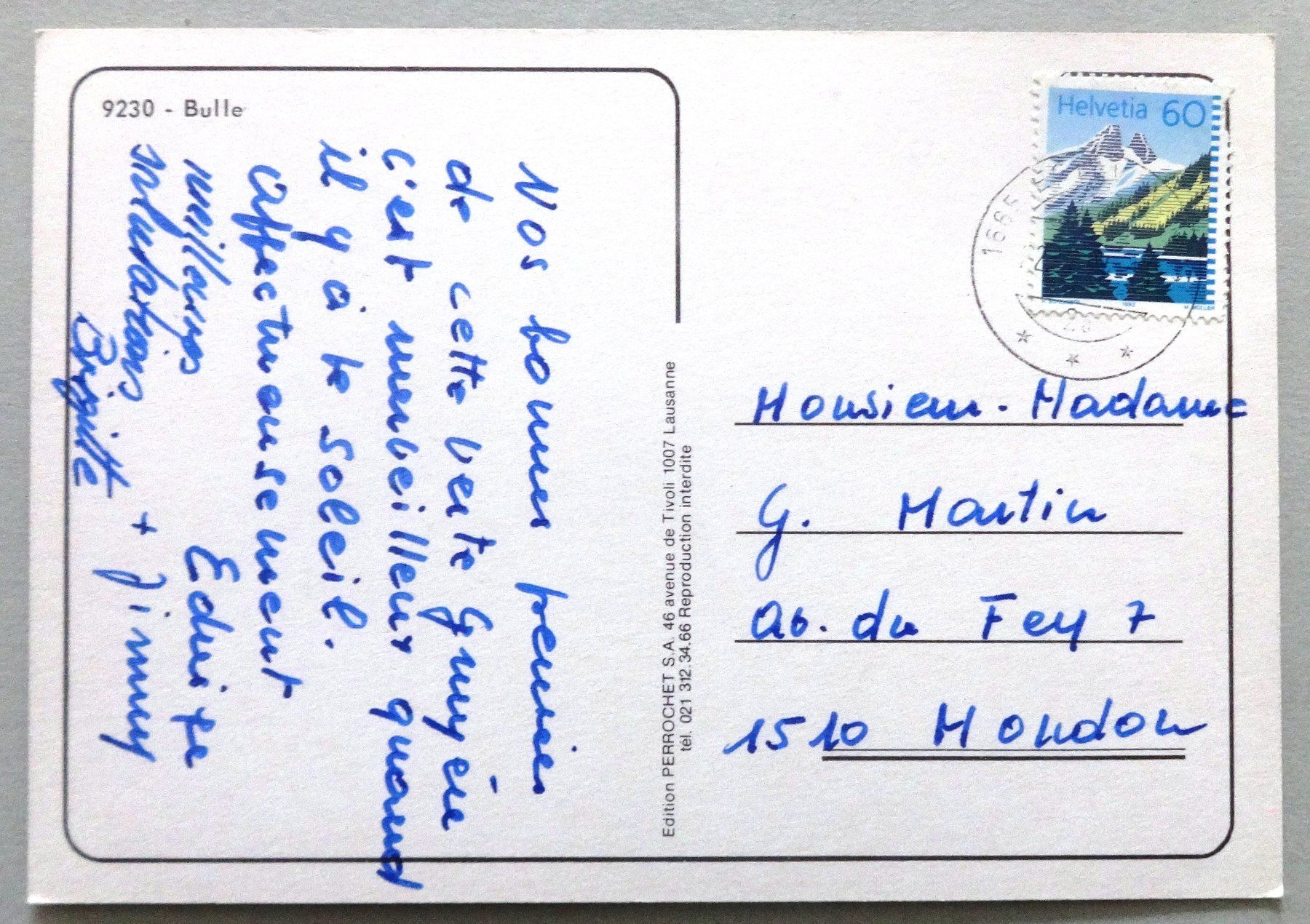 Cartoline postali: Bulle – Usato da Fétigny venduto da Billy2miny 1
