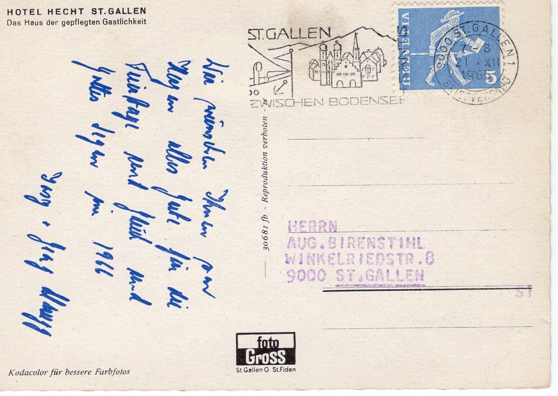 Ansichtskarten: St. Gallen Marktplatz 1965 – Gebraucht aus St. Gallen von Epu 1