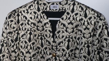 Ara Damenblazer Brokat Jacke bestickt Gr. 38 schwarz gold