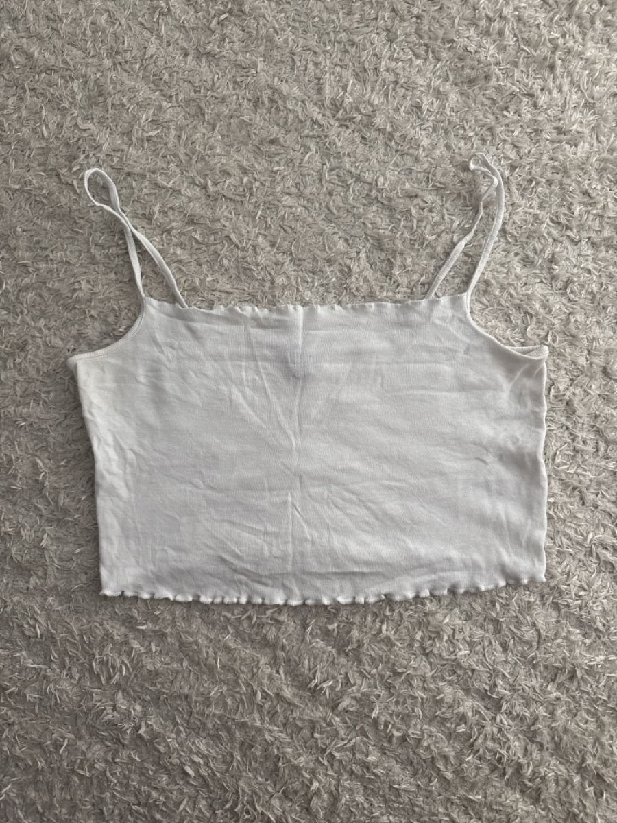 H&M Top: H&M Weiss Top mit Rüschenrand Grösse M – Nuovo (secondo la descrizione) da Gächlingen venduto da anjuli_123