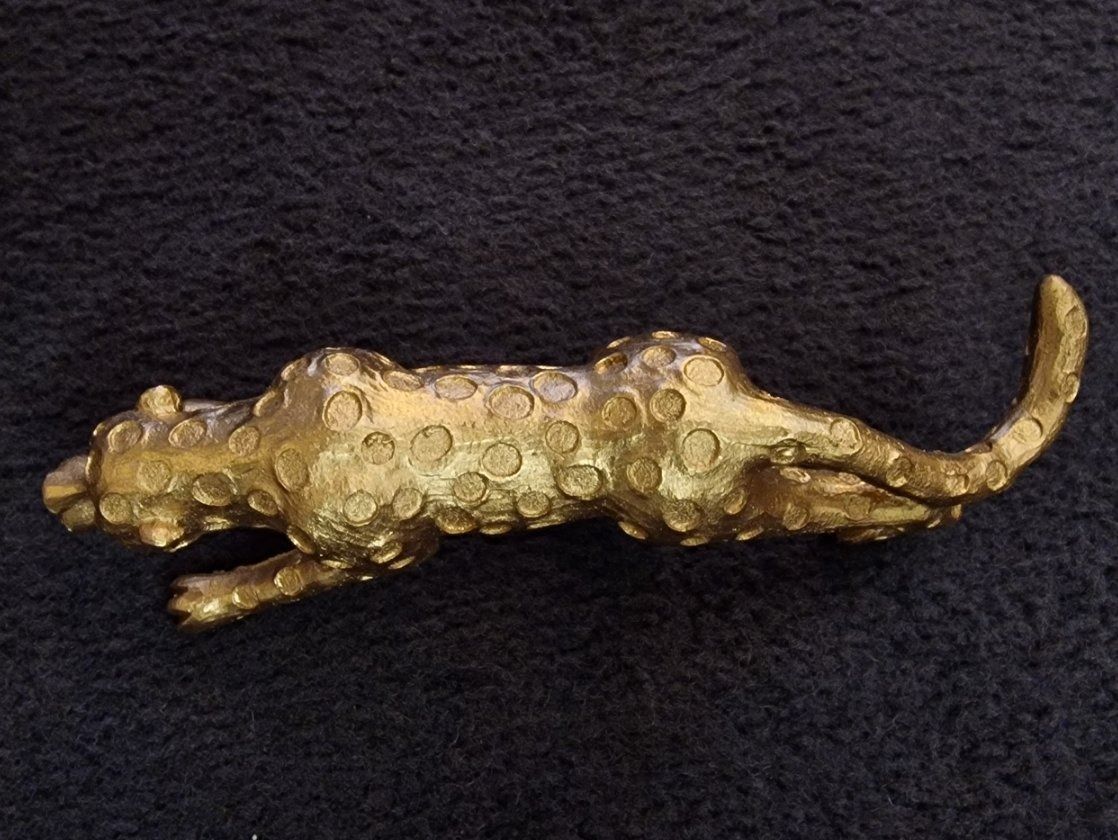 Statuette: Kleiner Leopard / Gepard Gold Matt – Nuovo e nell'imballaggio originale da Schaffhausen venduto da AtelierPudesco 1