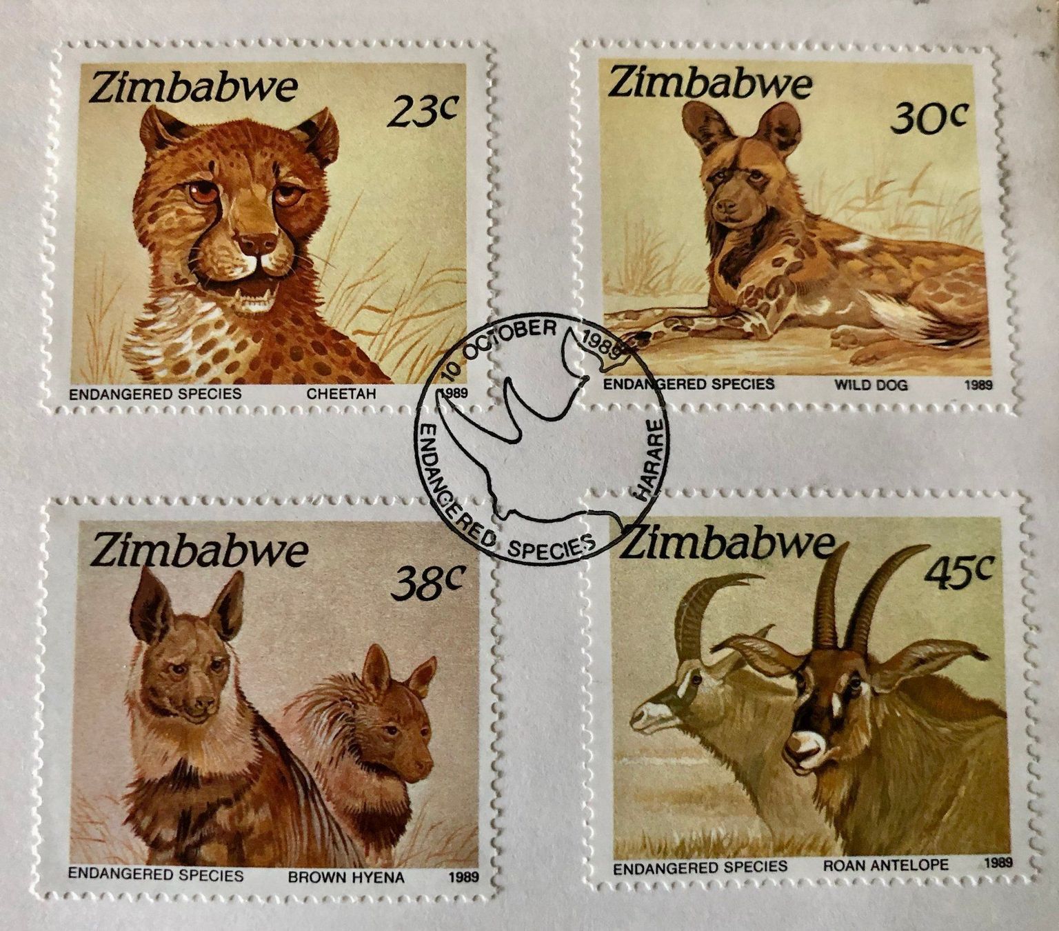 Tutti i francobolli: Briefmarken Simbabwe / Zimbawe 1989 – Usato da Röschenz venduto da Sharjah 2