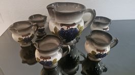 Boccalino Keramik Kännchen Set mit Traubenmotiv, 7-teilig. ?