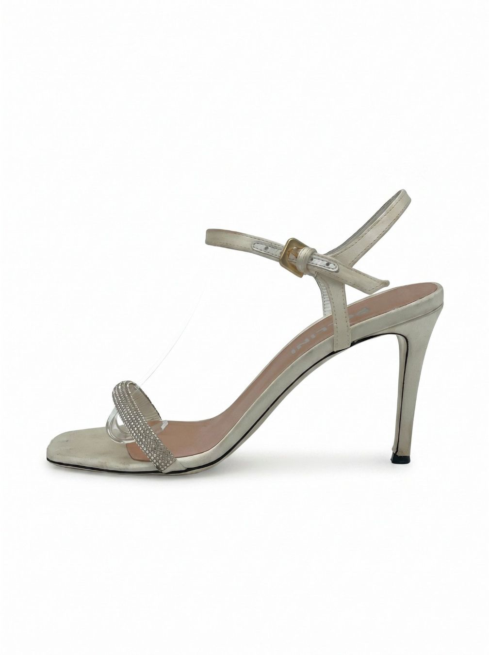 Scarpe da donna: Pollini Crystal Toe Strap Sandale mit Absatz EU 36 Weiss – Usato da Zürich venduto da shoe_shop