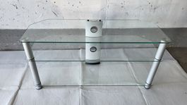 TV Glasmöbel auf Rollen, 3 Tablare , Breite 110cm