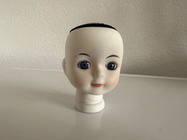Puppenkopf, Ersatz Kopf, Porzellan mit Kopfplatte, 8 cm