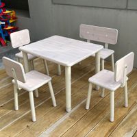 Kindertisch, Bank und 3 Stuhle Eichenholz
