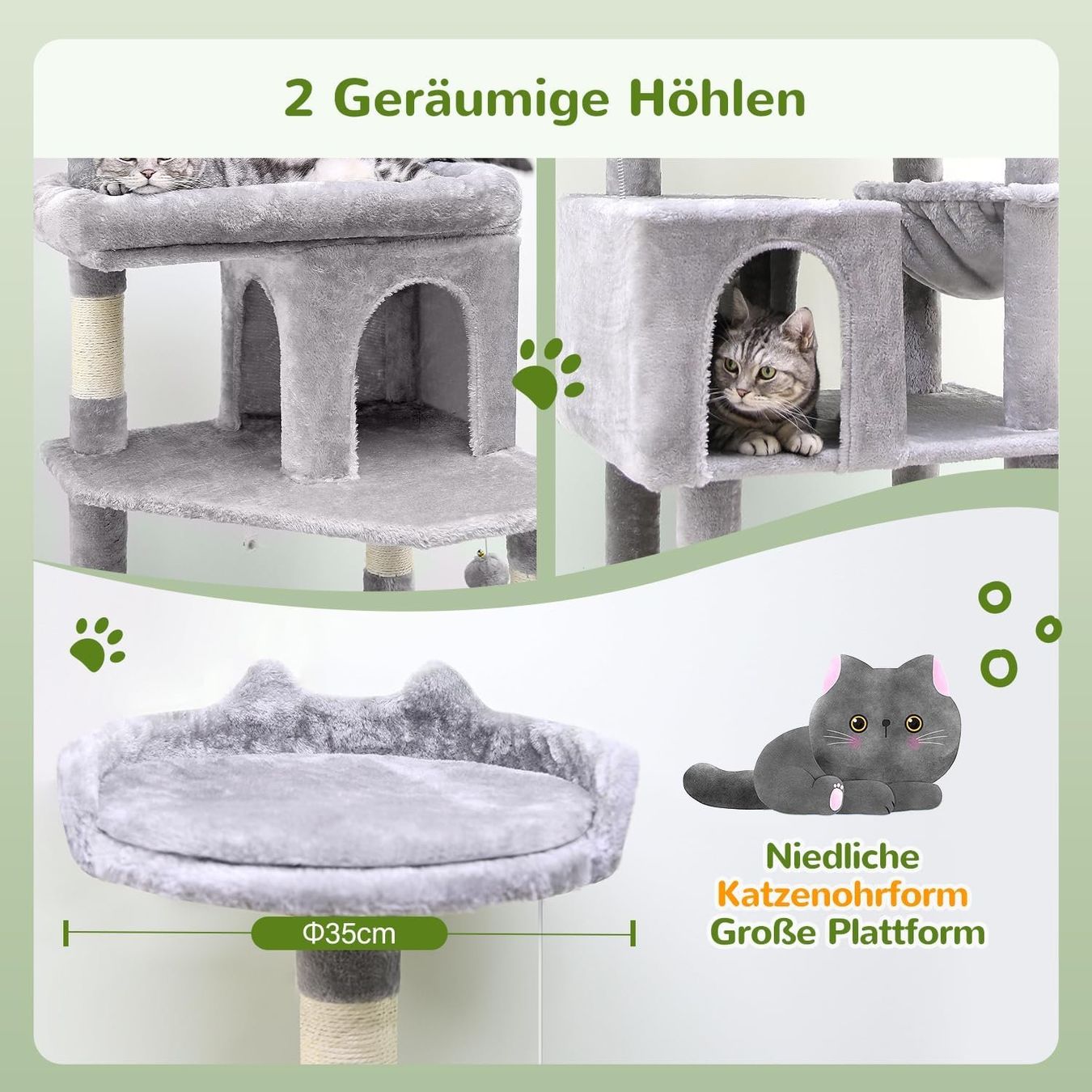 Tiragraffi: Kratzbaum Kletterbaum Katzenbaum 183cm Katzenhaus hellgrau – Nuovo e nell'imballaggio originale da Zürich venduto da MueDes 4