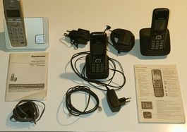 3 Telefone Set DECT schnurlos Gigaset Panasonic mit Kabeln