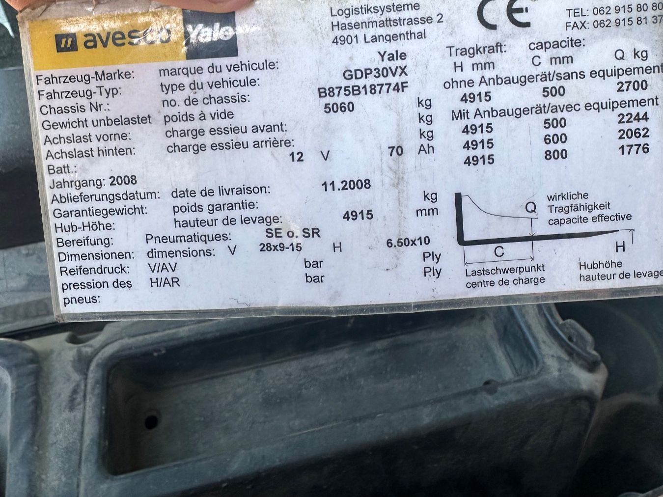 Carrelli elevatori e a forche: Gabelstapler Yale GDB30VX – Usato da Langnau i. E. venduto da Staelang 6