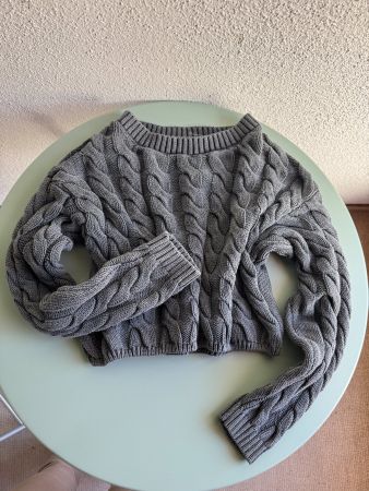 Strickpullover dunkelgrau - Used Look - 100% Baumwolle