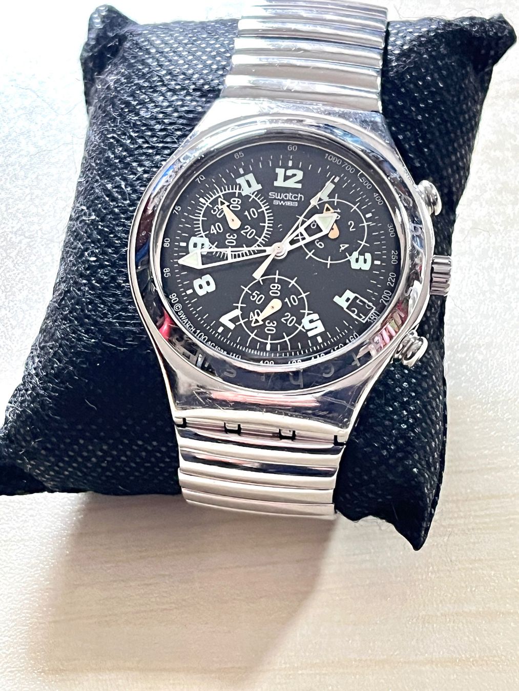 Swatch Orologi: Swatch Irony Chronograph Uhr, Vintage Look – Usato da Grenchen venduto da chththl