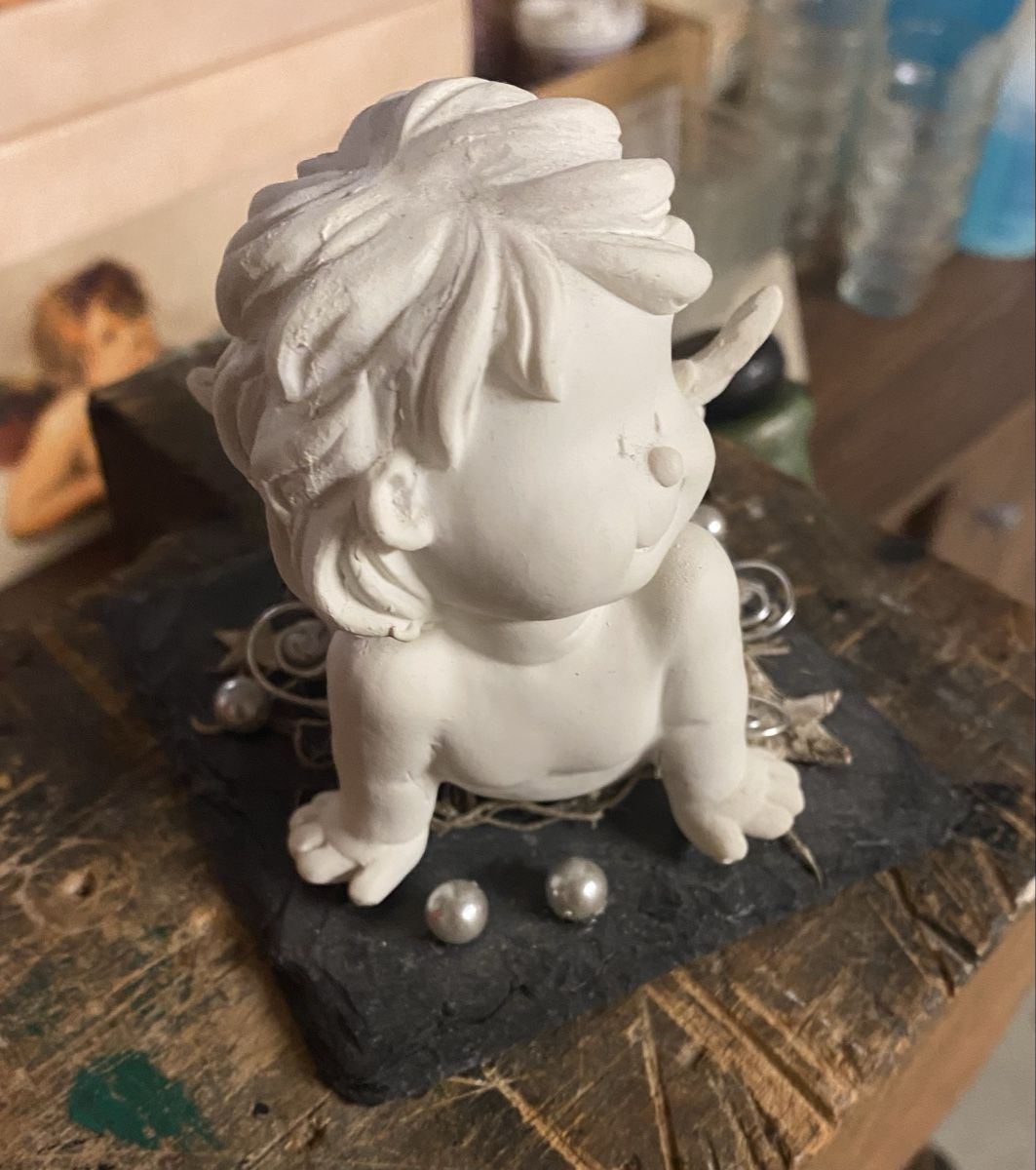 Statuette: Engeli auf Schiferplatte – Nuovo (secondo la descrizione) da Langenthal venduto da flower101 1