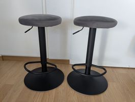 2 Barhocker schwarz/grau 62-82cm