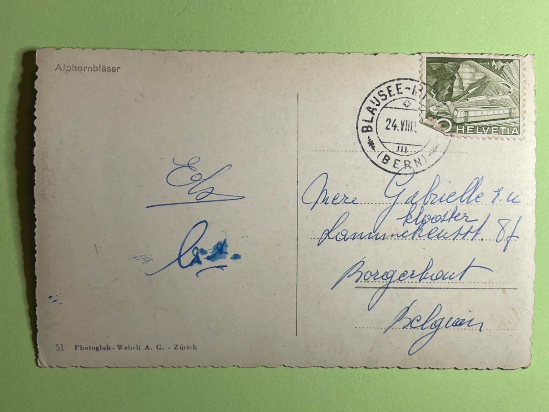 Cartes postales: Alphornbläser - mit Stempel Blausee – D'occasion à Steg VS par _vinci_ 1