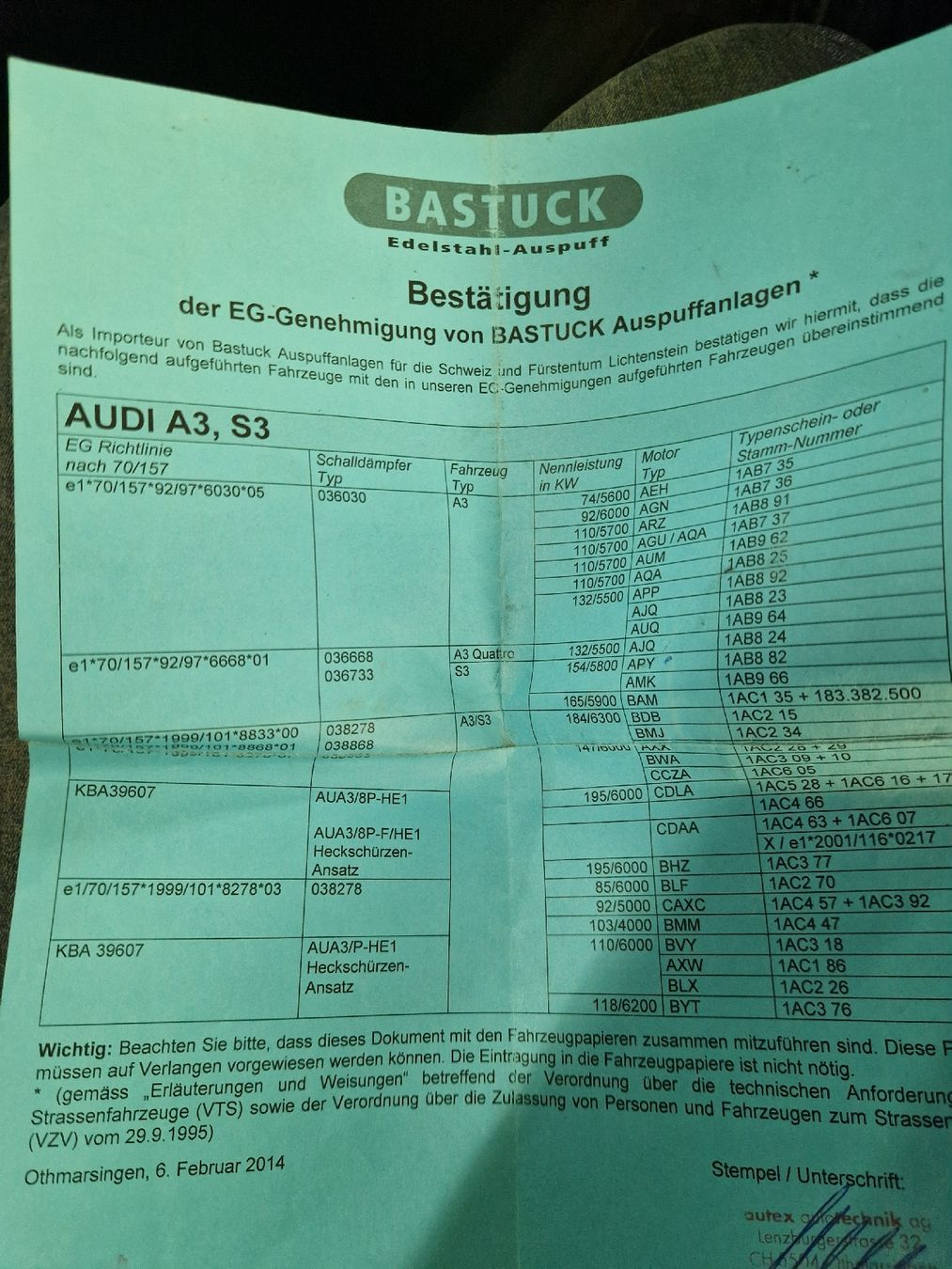 Audi Sistemi di scarico: Audi S3 8l Bastuck Auspuffanlage – Usato da Bazenheid venduto da Roger-R8 2