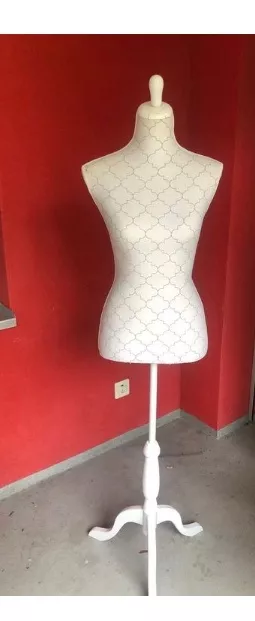 Semplix Schneiderbüste „Calico Rosen“ – Schneiderpuppe Aus Styropor Mit Baumwollbezug & Holzstativ, Verstellbar