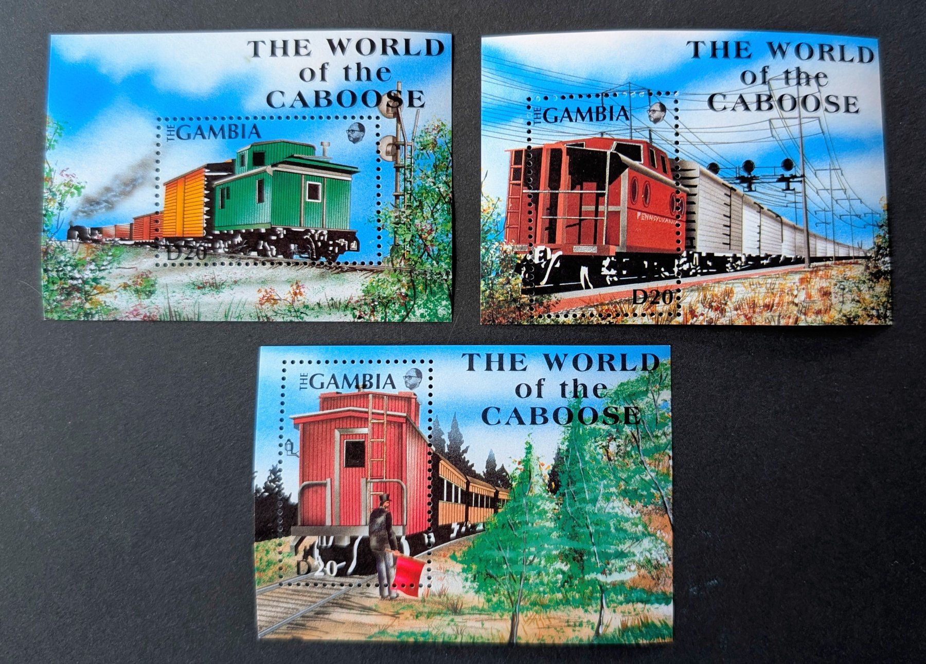 Tutti i francobolli: Gambia-3x Block Eisenbahnmotive ** – Nuovo e nell'imballaggio originale da Hittnau venduto da stamps_and_coins